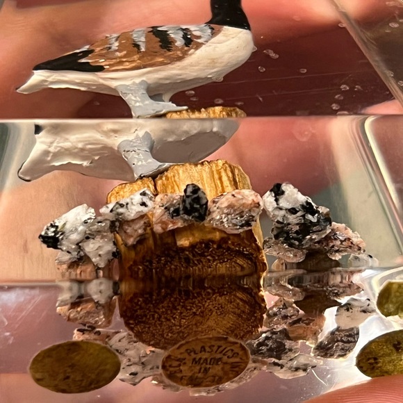 Clear Lucite Hand Carved Wood Rouge Duck MCM DESK Paper Weight Made in Canada - Picture 4 of 10